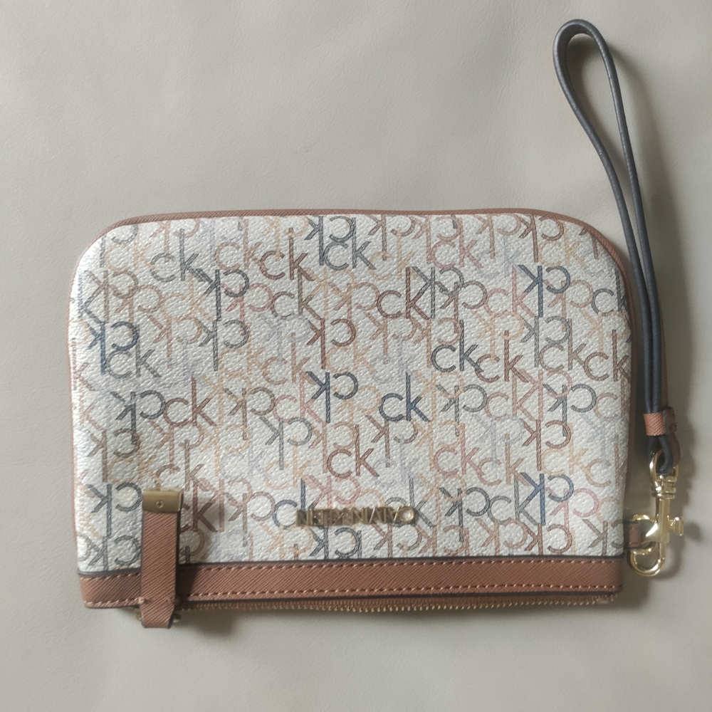 Calvin Klein Brown and Tan Wristlet